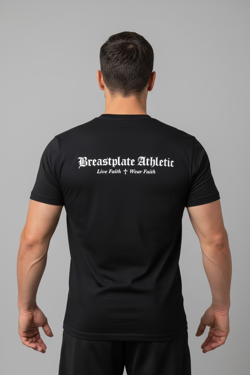 Breastplate Cross T-Shirt Cross Front Graphic & Brand Logo Back