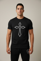 Breastplate Cross T-Shirt Cross Front Graphic & Brand Logo Back